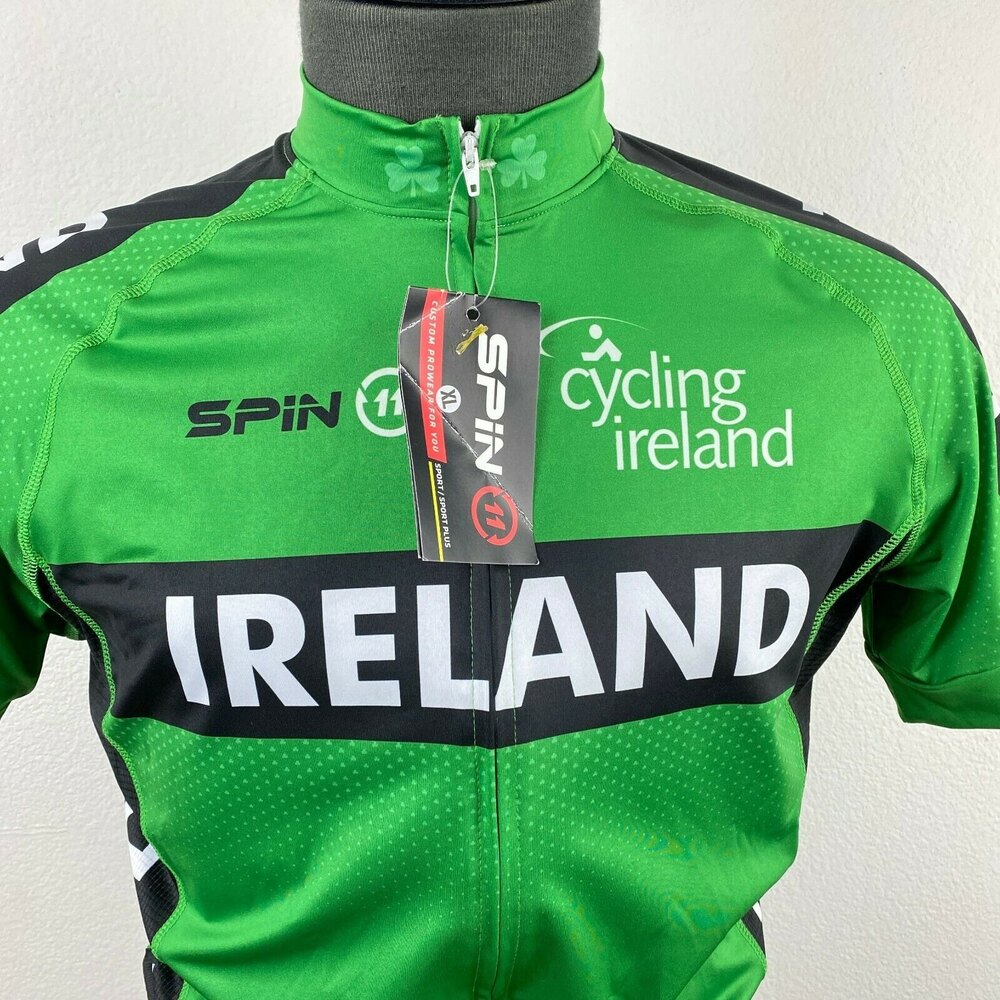 Spin 11 Cycling Ireland Bike Shirt Full Zip NWT XL Kelly Green Back Pockets - Picture 2 of 11